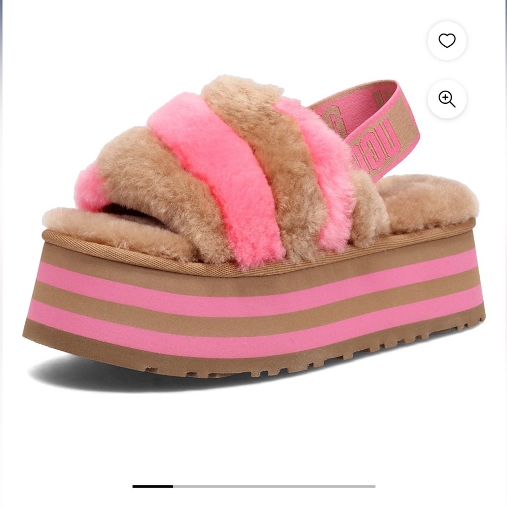 $110 NWT UGG | Anthropologie Chestnut Pink Disco Platform slides sandals 8 - Picture 1 of 11